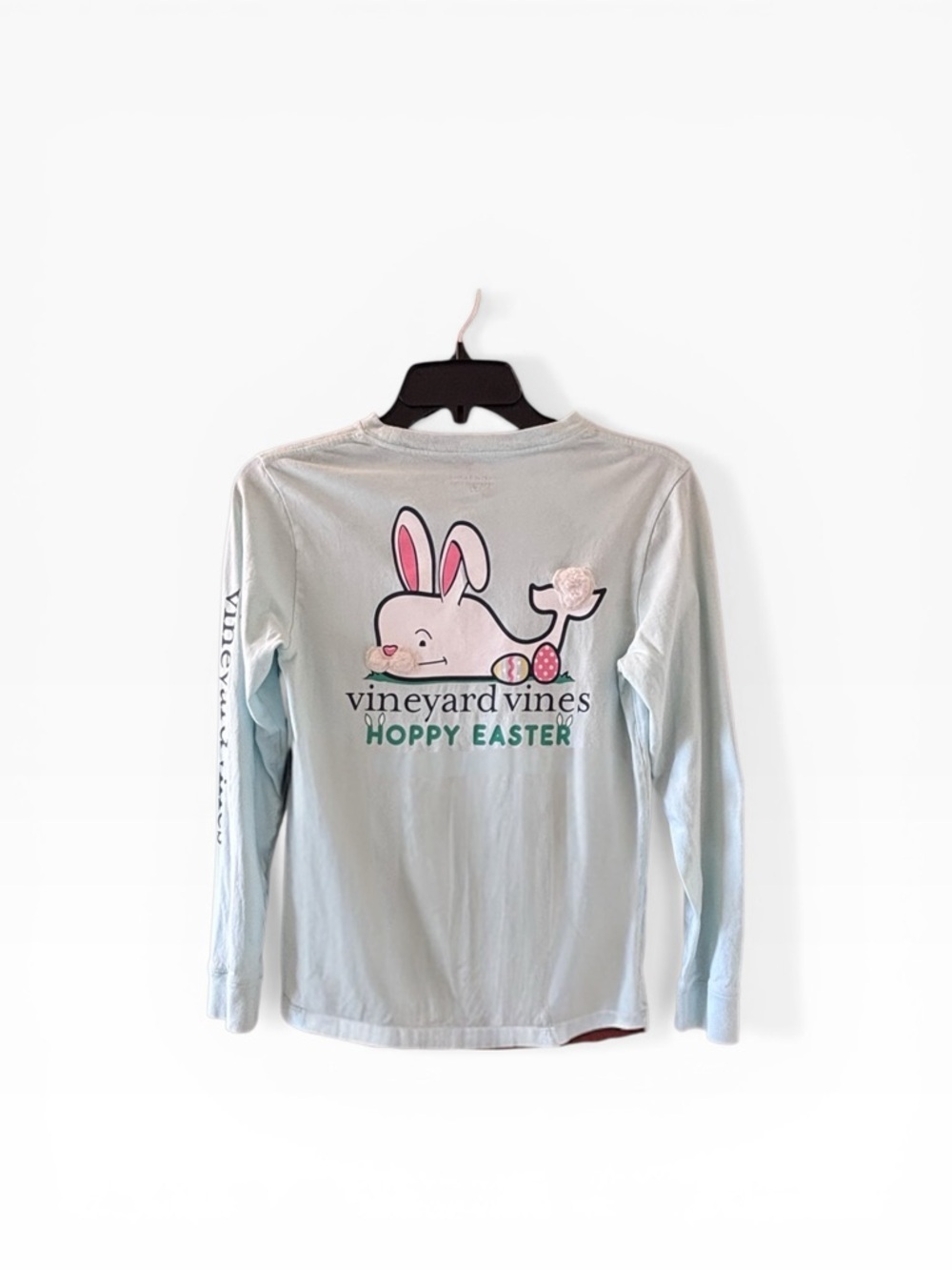 Vineyard Vines Kids M (12-14) Pastel Blue/Grn Easter Bunny Poof Pocket Tee, EUC